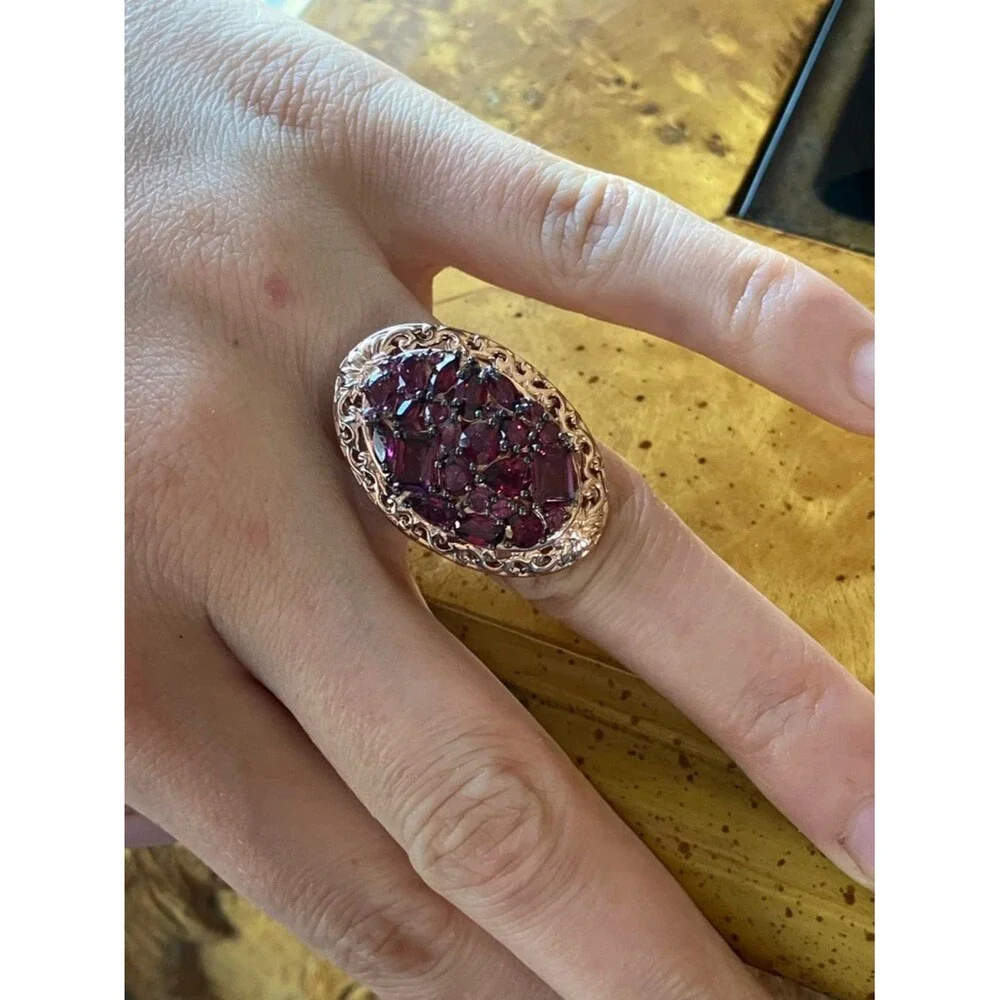 Natural Rhodolite Garnet Sterling Silver Ring Size 5